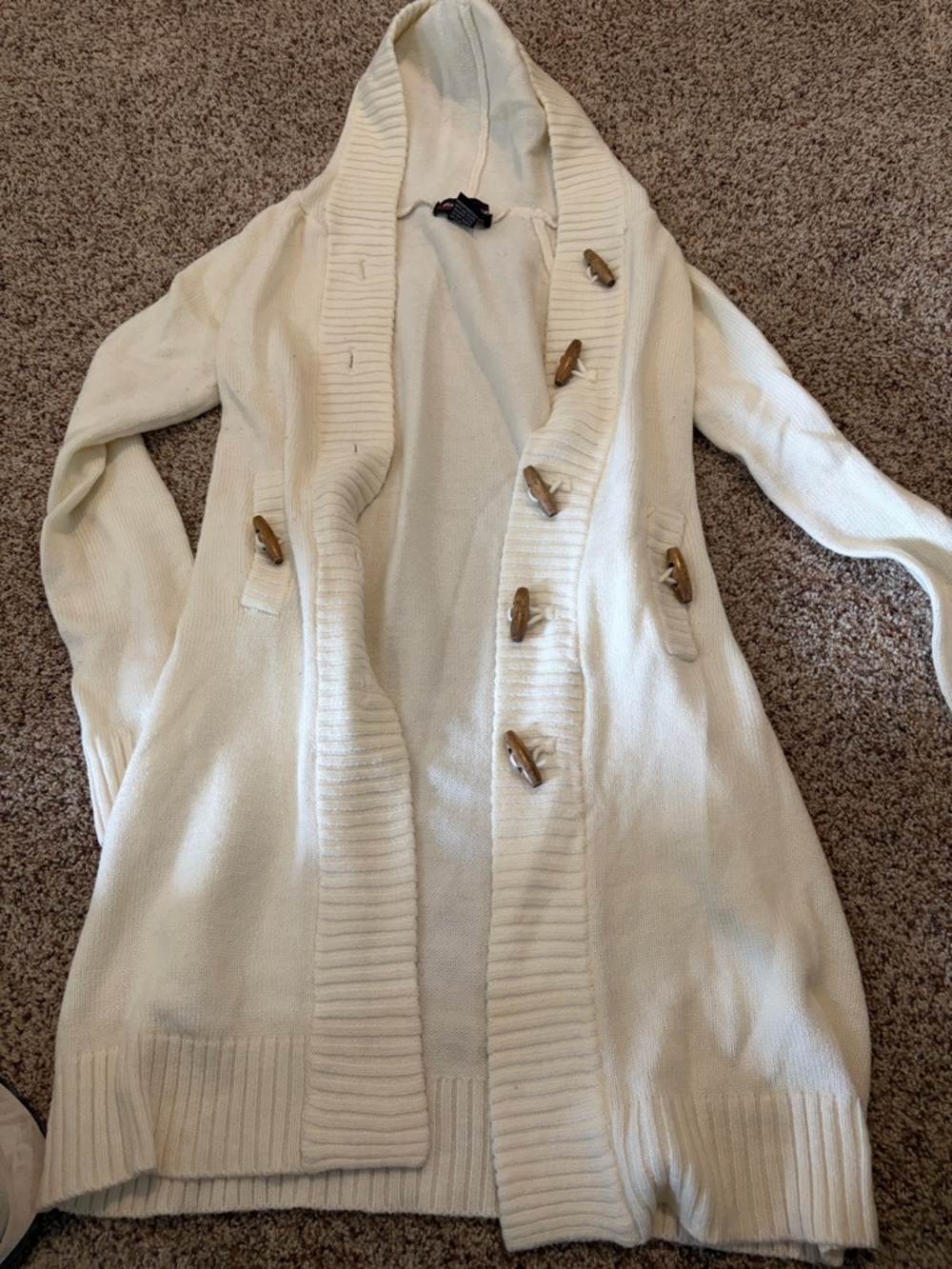 Takeout Cream Hooded Toggle Cardigan